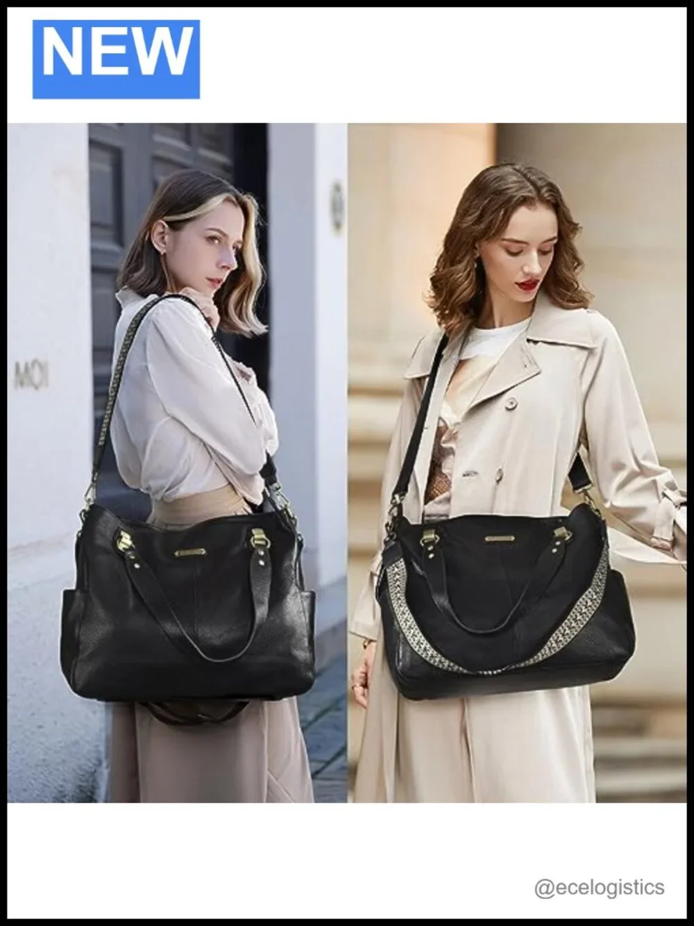 Genuine Leather Slouchy Hobo Tote Shoulder Bag Large Laptop Purse
